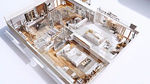 design 3d floor plan simulation in glitch style