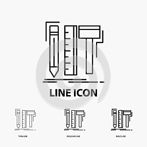 Design, designer, digital, tools, pencil Icon in Thin, Regular and Bold Line Style. Vector illustration
