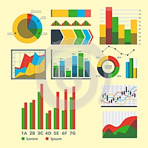 Design diagram chart elements vector illustration of business flow sheet graph infographics data template