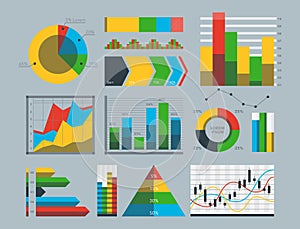 Design diagram chart elements vector illustration of business flow sheet graph infographics data template