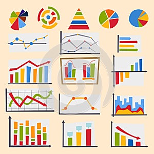 Design diagram chart elements vector illustration of business flow sheet graph infographics data template