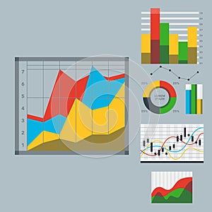 Design diagram chart elements vector illustration of business flow sheet graph infographics data template