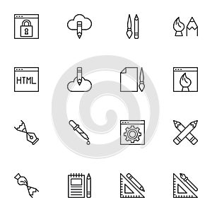 Design and drawing line icons set