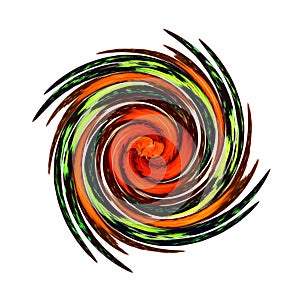 Design element, abstract, green red spiral swirl on white, color transitions, beautiful background, colorful print