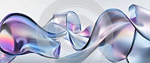 Design element of glass streamline with abstract wave shape in 3D