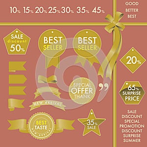 Design Element Gold labels on best seller set concept