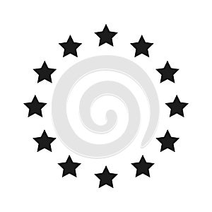 Design element, stars arranged in circle. Isolated black pictogram on white background. Official EU logotype element.