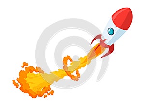 Design element for successful start up, starting new business project banner. Rocketship. Starting launch photo