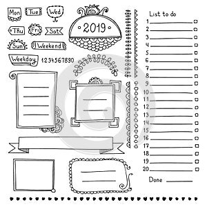 Design elements for bullet journal or planner. photo