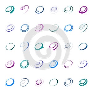 Design elements set. 30 spiral icons