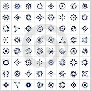 Design elements set. 64 abstract icons