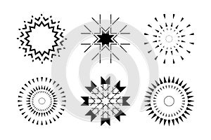 Design Elements Set. Abstract Decorative Radial Circle Patterns