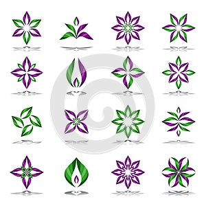 Design elements set. Abstract floral icons.