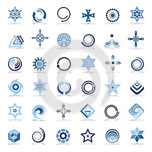 Design elements set. Abstract icons in blue colors.