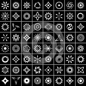 Design elements set. 64 abstract icons. Vector art