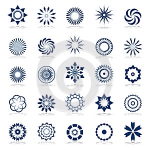 Design elements set  Abstract star, sun, flower and rotation circle icons