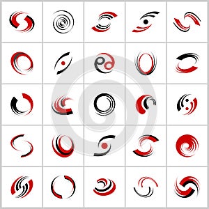 Design elements set. Rotation and spiral movement. Abstract icons