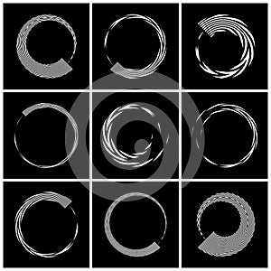 Design elements set. Spiral motion. Abstract circle icons