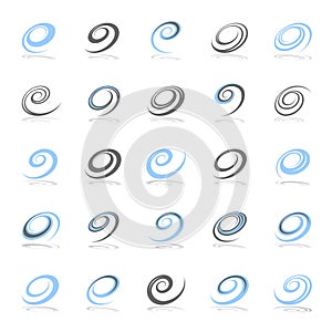 Design elements set. Spiral shapes.