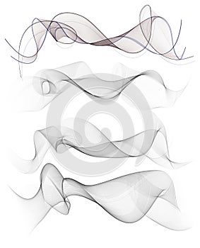 Design elements. Wave of many gray lines. Abstract wavy stripes on white background isolated. Creative line art.