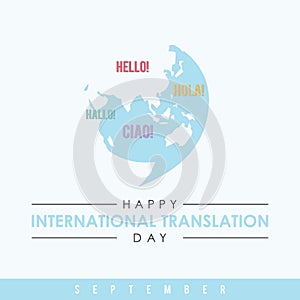 Design emblem for International Translation Day vector background in flat style