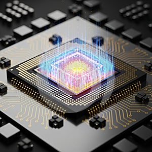 The design emphasizes technological advancement and the digital world