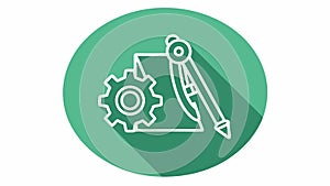 A design and engineering tools icon with a compass and gear, vector design Generative AI