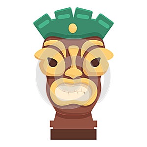 Design face totem icon cartoon vector. Statue ancient