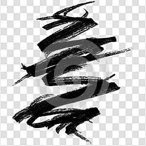 Black Ink Scribble With Single Chaotic Line And Rough Hand Drawn Strokes Isolated on a Transparent Background