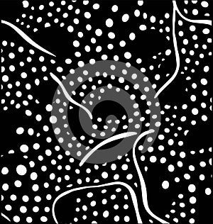 black and white random abstract pattern, in the style of synthetism-inspired, rounded, dotted photo