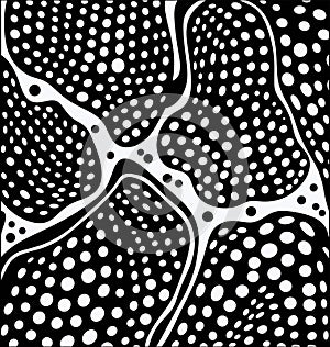 black and white random abstract pattern, in the style of synthetism-inspired, rounded, dotted photo