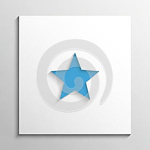 Design features a blue star cutout in a three-dimensional white