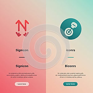 Design features two sections with gradient backgrounds in pink and teal. The left