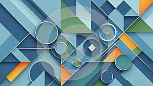 Design featuring overlapping circles triangles and rectangle