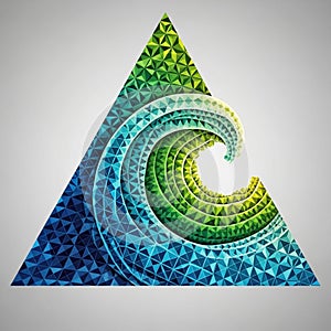Design featuring a stylized wave composed of geometric triangular