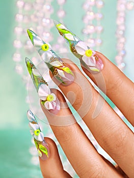 Design on female nails.