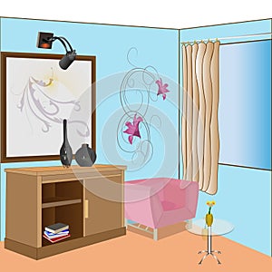 Design flat illustration of a relaxing room