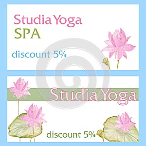 Design flyer card with flowers lotus