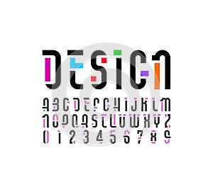 Design font, trendy modern alphabet, original letters and numbers
