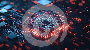 design fractured ai chip in wireframe style