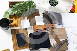 Design, furnishings, and interior designAn illustration of different materials used in interior design. Using labor tools and