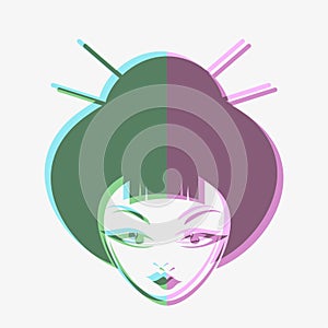 Design of geisha face illustration