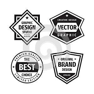 Design graphic badge logo vector set in retro vintage style. Original brand design. The best choice. Emblem template collection.