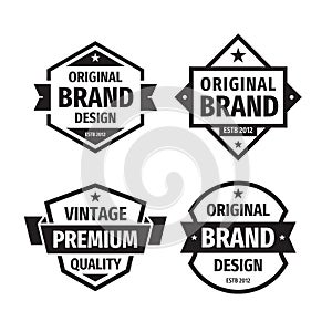 Design graphic badge logo vector set in retro vintage style. Original brand design, vintage premium quality. Promotion sticker.