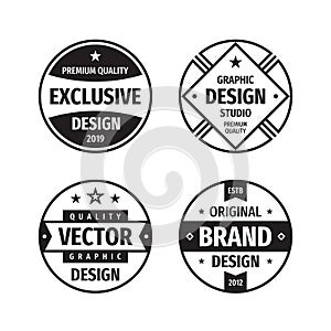 Design graphic badge logo vector set in retro vintage style. Premium quality, exclusive brand. Emblem logo template collection
