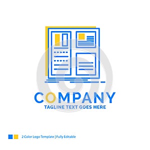 Design, grid, interface, layout, ui Blue Yellow Business Logo te