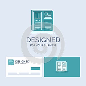 Design, grid, interface, layout, ui Business Logo Glyph Icon Symbol for your business. Turquoise Business Cards with Brand logo