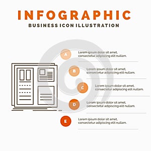 Design, grid, interface, layout, ui Infographics Template for Website and Presentation. Line Gray icon with Orange infographic