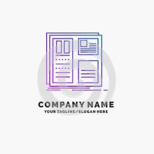 Design, grid, interface, layout, ui Purple Business Logo Template. Place for Tagline