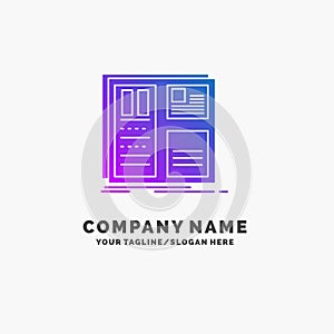 Design, grid, interface, layout, ui Purple Business Logo Template. Place for Tagline